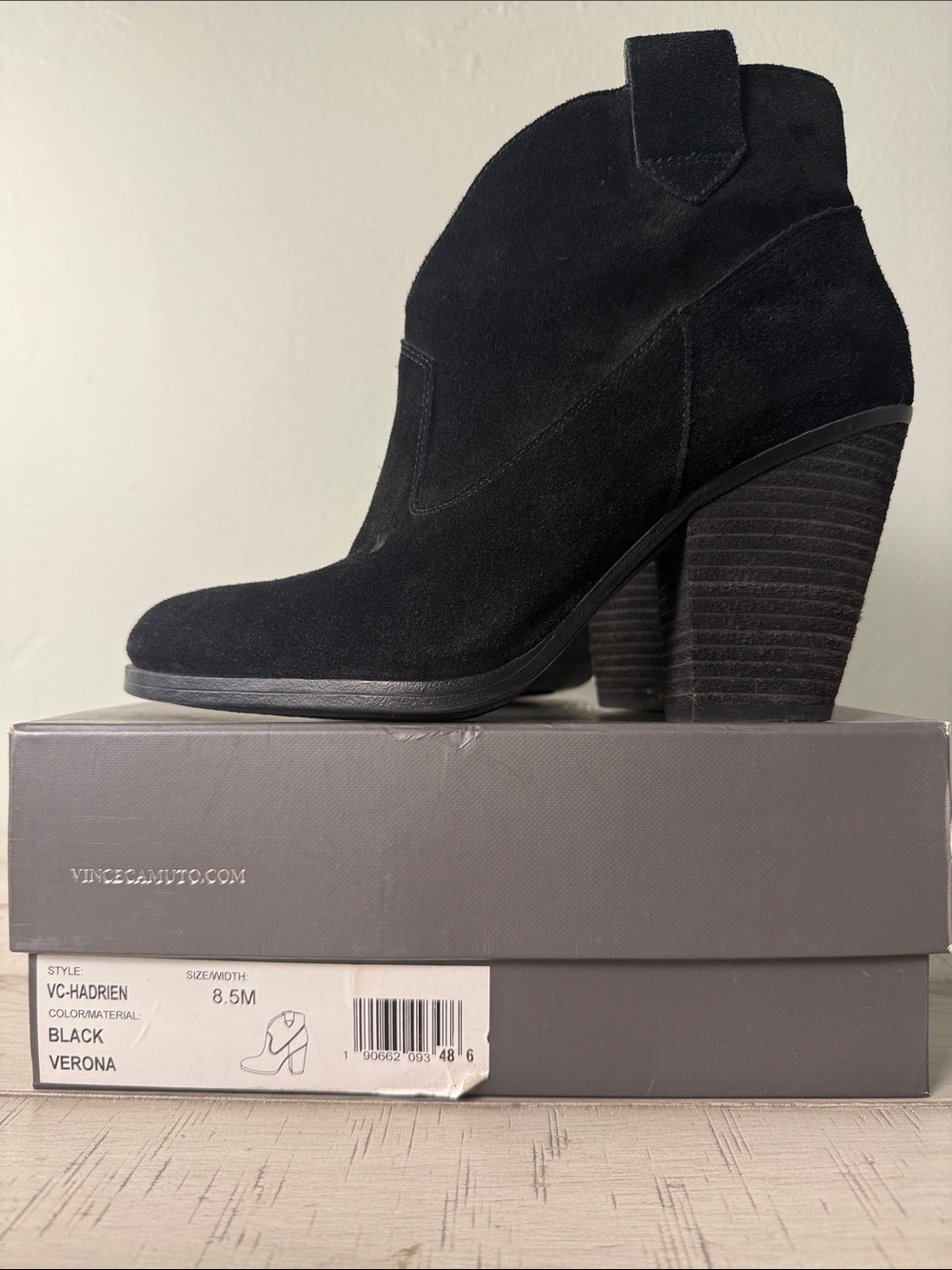Vince Camuto Black Suede Ankle Boots Size 8.5